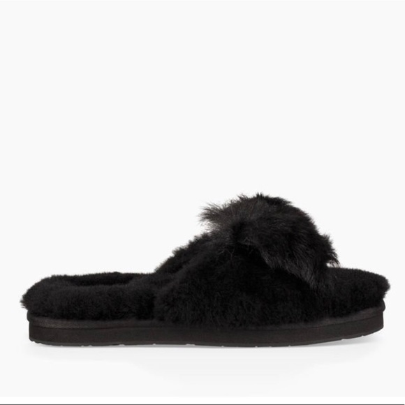 LAST PAIR - NEW Black Ugg Open Toe Bow Slippers - Picture 4 of 5
